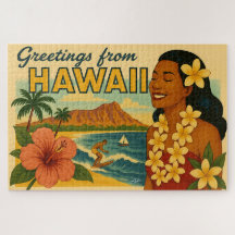 Mid Century Hälsningar Från Hawaii Turism Konst