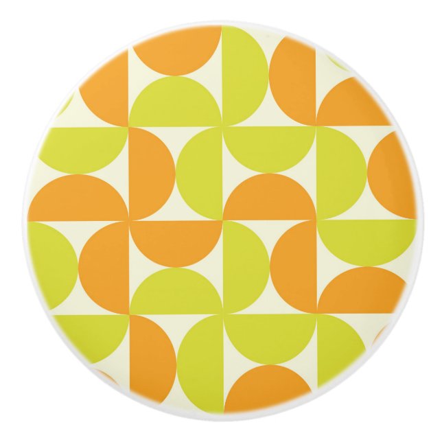 Mid Century Halvcirklar Orange och Gul  Knopp (Framsidan)