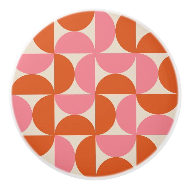 Mid Century Halvcirklar Rosa och Orange Knopp (Framsidan)