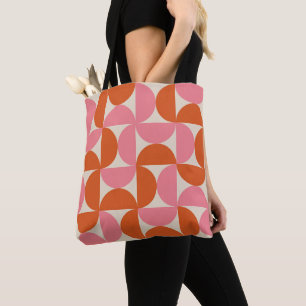 Mid Century Halvcirklar Rosa och Orange Tygkasse