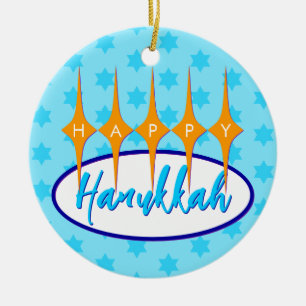 Mid Century Hanukkah/Jul Julgransprydnad Keramik
