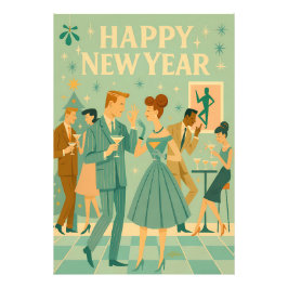 Mid Century Happy New Year The Martini Dance Fototryck