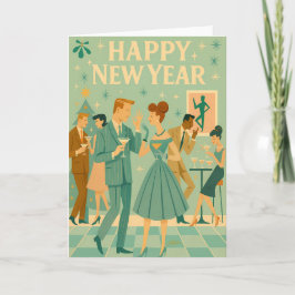 Mid Century Happy New Year The Martini Dance Kort