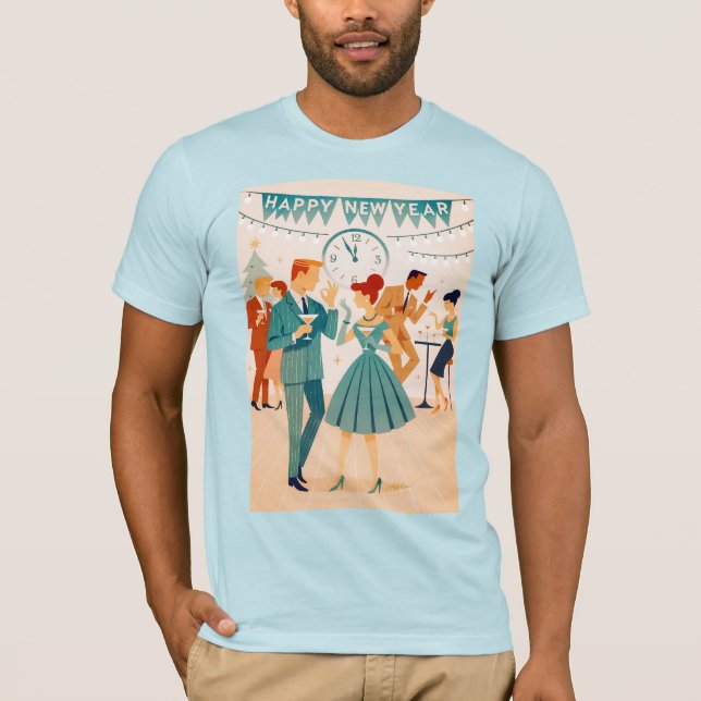 Mid Century Happy New Year The Martini Dance T Shirt (Framsida)