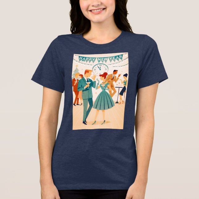 Mid Century Happy New Year The Martini Dance T Shirt (Framsida)