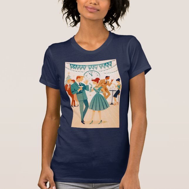 Mid Century Happy New Year The Martini Dance T Shirt (Framsida)