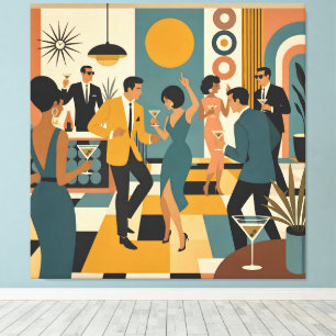 Mid Century Hip Martini Dansfest Canvastryck