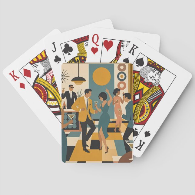 Mid Century Hip Martini Dansfest Casinokort (Baksidan)