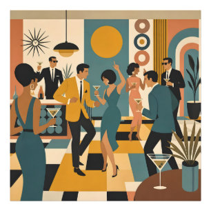 Mid Century Hip Martini Dansfest Fototryck