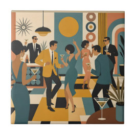 Mid Century Hip Martini Dansfest Kakelplatta