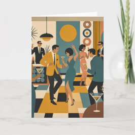 Mid Century Hip Martini Dansfest Kort