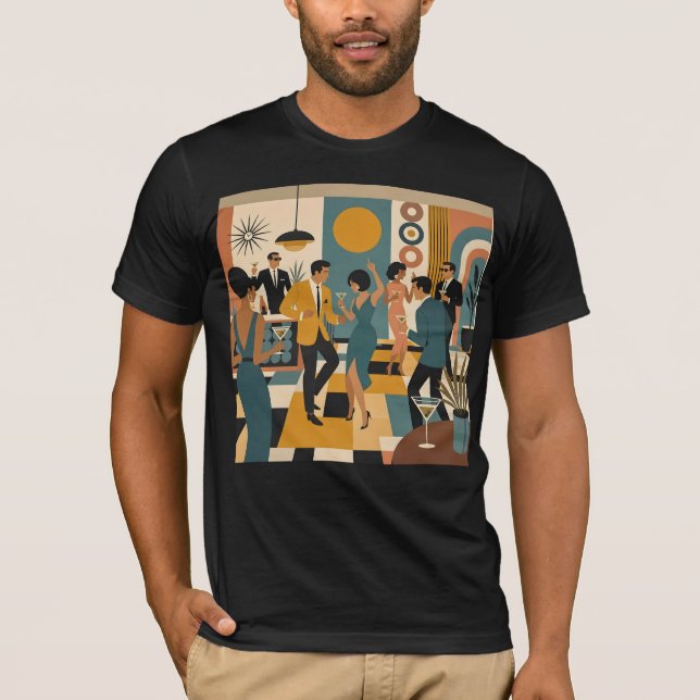 Mid Century Hip Martini Dansfest T Shirt (Framsida)