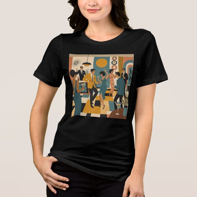 Mid Century Hip Martini Dansfest T Shirt (Framsida)