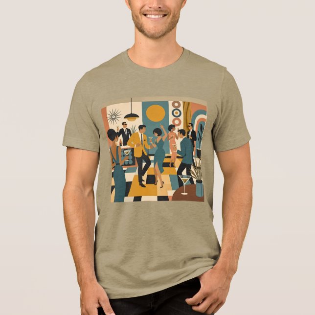 Mid Century Hip Martini Dansfest T Shirt (Framsida)