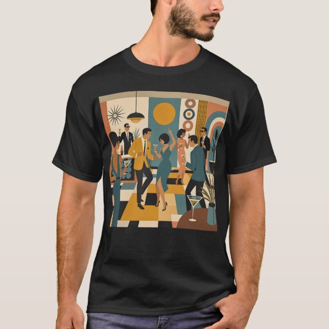 Mid Century Hip Martini Dansfest T Shirt (Framsida)