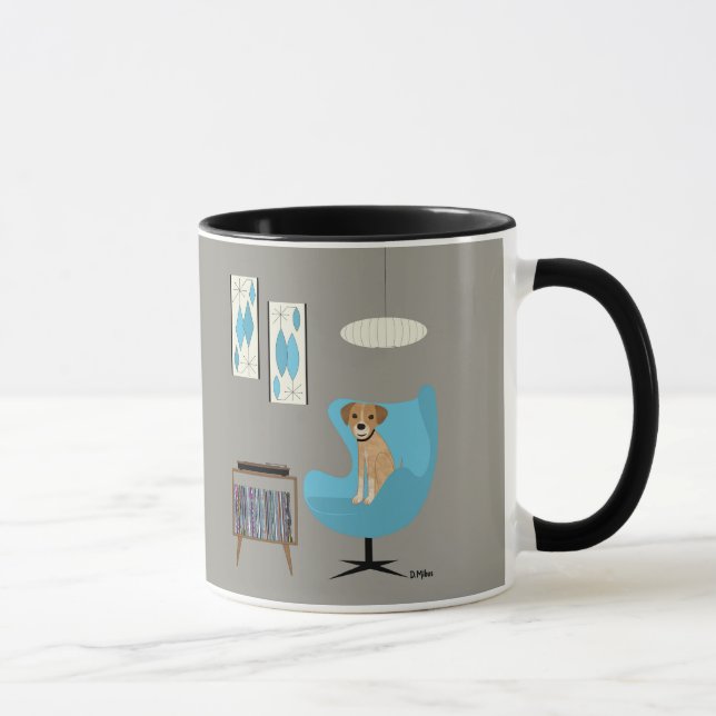 Mid Century-Hund i Blue Egg-stolen Mugg (Höger)