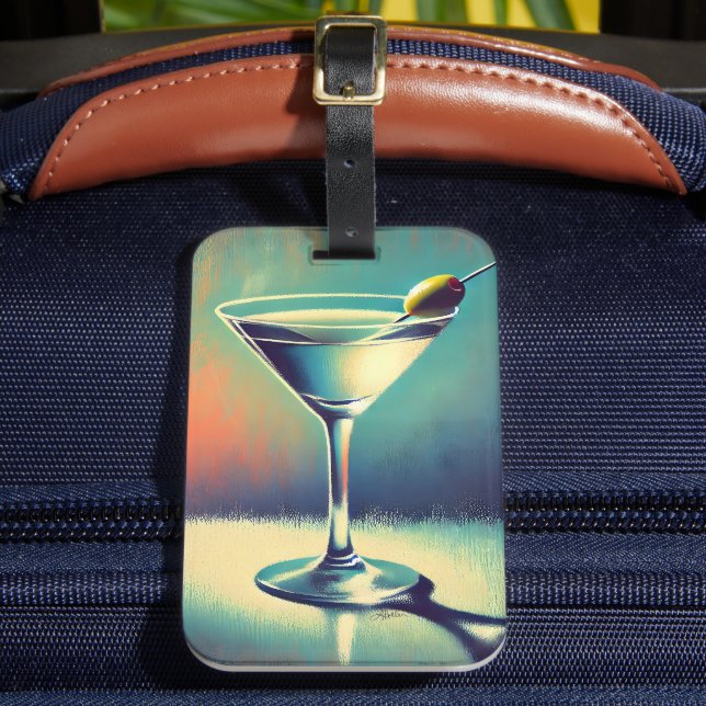 Mid Century I Love The Blues Martini Konst Bagagebricka (Framsida Insitu 2)