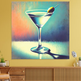 Mid Century I Love The Blues Martini Konst Canvastryck