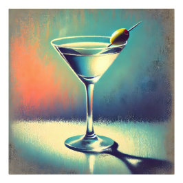 Mid Century I Love The Blues Martini Konst Fototryck
