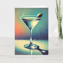 Mid Century I Love The Blues Martini Konst Kort