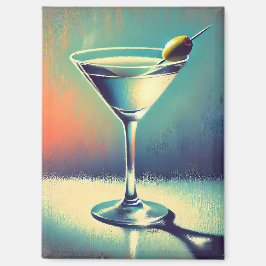 Mid Century I Love The Blues Martini Konst Magnet