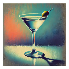Mid Century I Love The Blues Martini Konst Perfect Poster