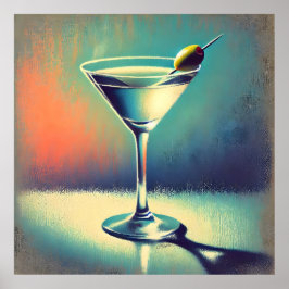 Mid Century I Love The Blues Martini Konst Poster
