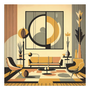 Mid Century Inredning Höstfärger Vardagsrum Fototryck