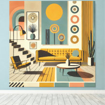 Mid Century Inredningsdesign Öken Vardagsrum