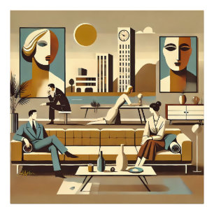 Mid Century Inredningskonst Lounge Fototryck