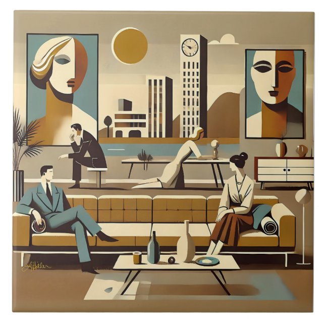 Mid Century Inredningskonst Lounge Kakelplatta (Framsidan)