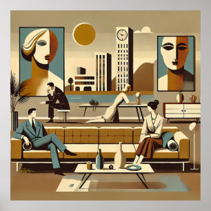 Mid Century Inredningskonst Lounge Poster