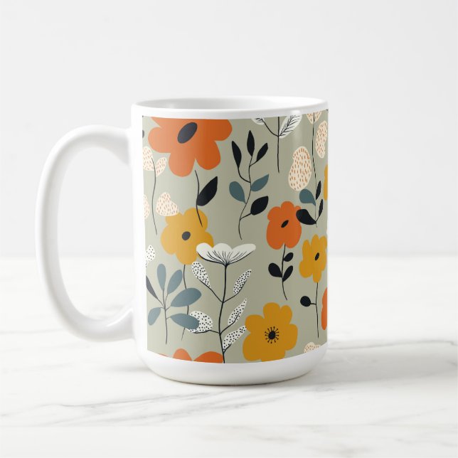 Mid Century Inspired Blommönster Kaffemugg (Vänster)