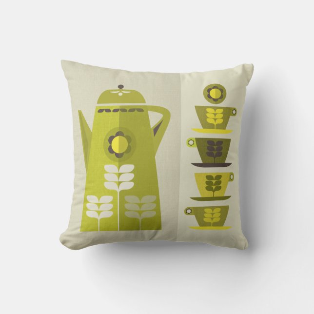 Mid Century inspirerade Coffee Pot cushion Kudde (Framsida)