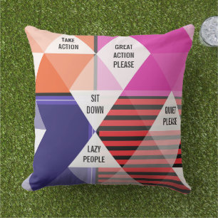 Mid Century-inspirerade färgglada motiverande cita Kudde