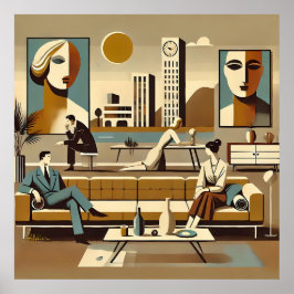 Mid Century Interior Design Art Lounge Poster