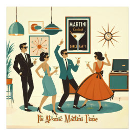 Mid Century It's Atomic Martini Time Cocktailparty Fototryck