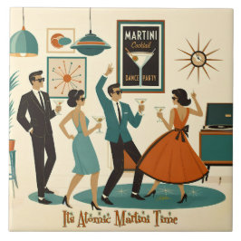 Mid Century It's Atomic Martini Time Cocktailparty Kakelplatta