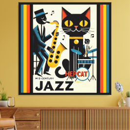Mid Century Jazz Age HepCat Black Cat Canvastryck
