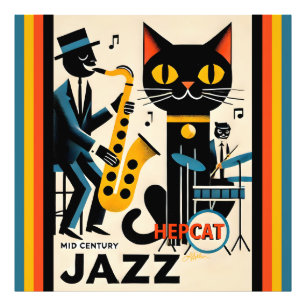 Mid Century Jazz Age HepCat Black Cat Fototryck
