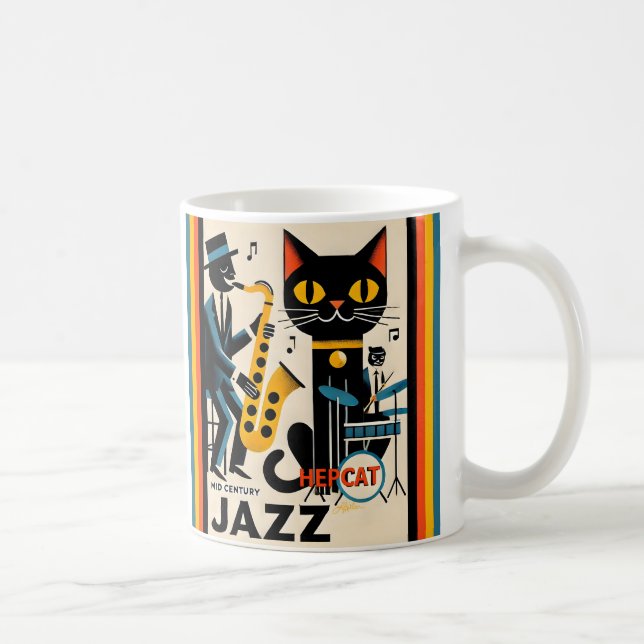Mid Century Jazz Age HepCat Black Cat Kaffemugg (Höger)
