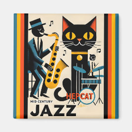 Mid Century Jazz Age HepCat Black Cat Magnet