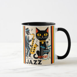 Mid Century Jazz Age HepCat Black Cat Mugg