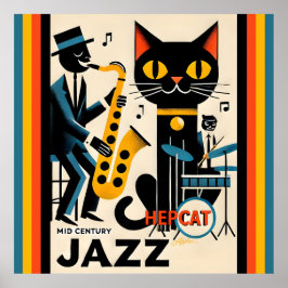 Mid Century Jazz Age HepCat Black Cat Poster