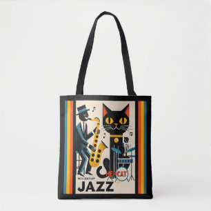 Mid Century Jazz Age HepCat Black Cat Tygkasse