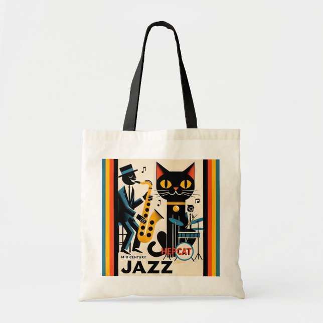 Mid Century Jazz Age HepCat Black Cat Tygkasse (Framsidan)