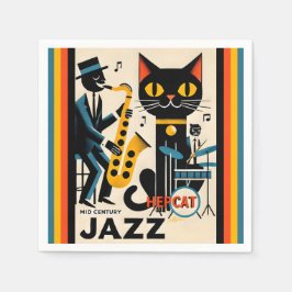 Mid Century Jazz Age HepCat Svart Katt Pappersservett