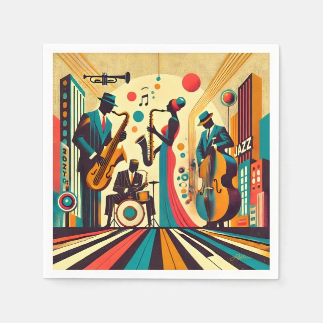 Mid Century Jazz Age Kvartett Pappersservett (Framsidan)
