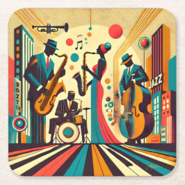Mid Century Jazz Age Kvartett Underlägg Papper Kvadrat