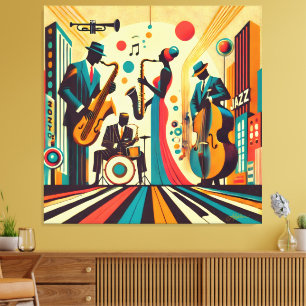 Mid Century Jazz Age-kvartetten Canvastryck